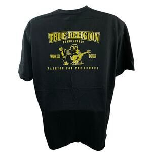 True Religion Black Graphic Tee Guitar Logo Size 2XL